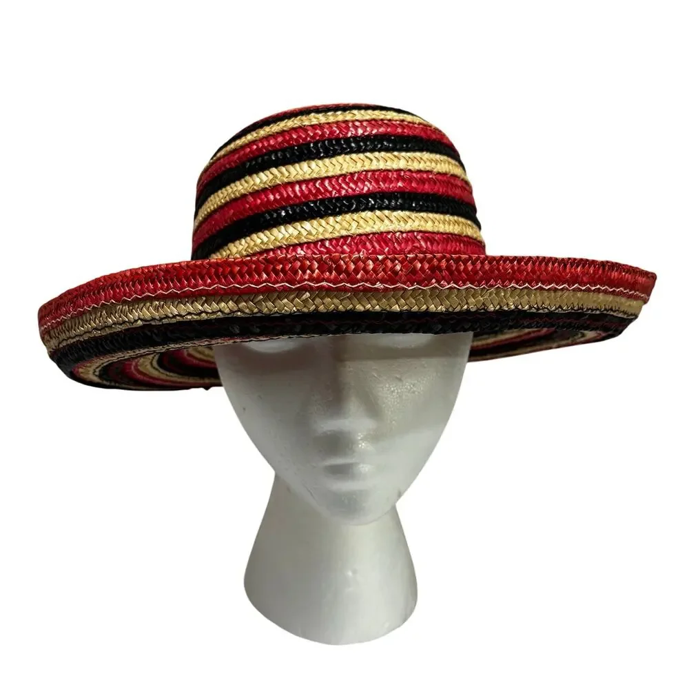Banash of Boston multicolor striped straw hat sunhat beachy preppy casual resort